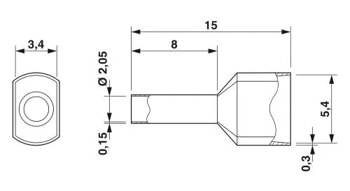 100 pce. twin wire end ferrule gray for 2x0,75 mm²
