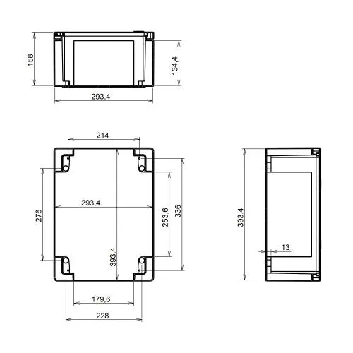 ARLI Schaltschrank IP65 Kunststoff Gehäuse mit Sichttür 250x350x150 mm inkl. Montageplatte Verteilerkasten