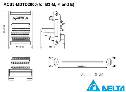 Connection adapter ACS3-MDTD2600 for Delta B3-E servo driver