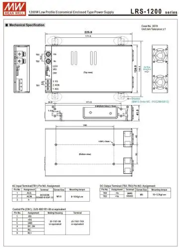 Switching power supply 48V 25 A 1200 W Meanwell LRS-1200-48