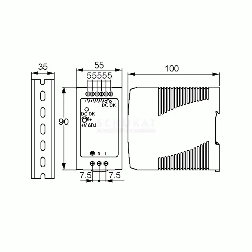 DIN rail power supply 24V 4.0A Meanwell MDR-100-24
