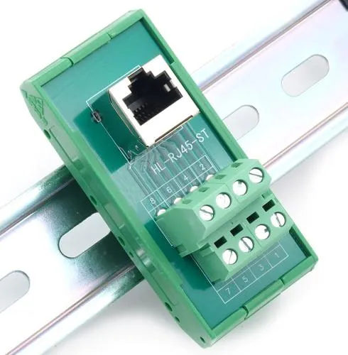 RJ45 adapter for DIN rail