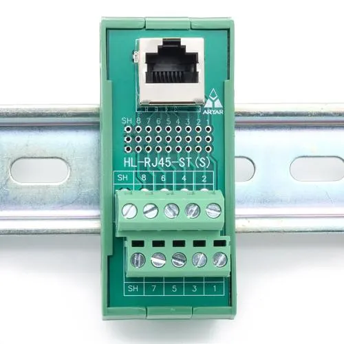 RJ45 adapter for DIN rail with shield connection