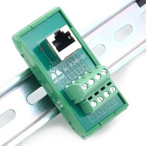 RJ45 adapter for DIN rail with shield connection