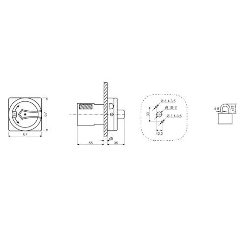 ARLI Main Switch 16A 4-Pole for Front Panel Mounting