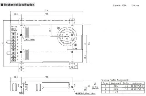 Switching power supply 48V 6,7A 320W Meanwell RSP-320-48