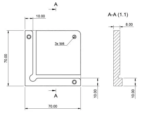 CNC touch plate edge finder 70x70mm