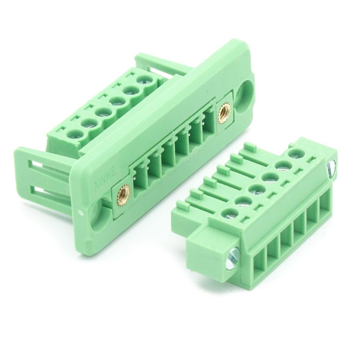 Steckbarer Klemmenblock-Steckverbinder mit Verriegelung 6-Pol 3,81mm Rastermaß 15A 300V