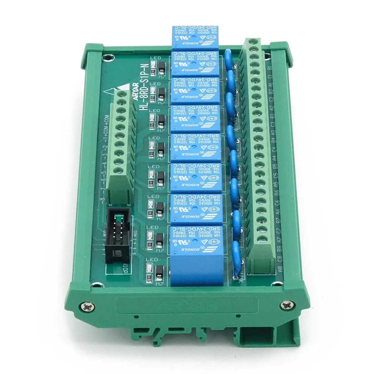 8-Channel Relay Module, 24 V DC, Changeover Contact, 10 A up to 230 V AC