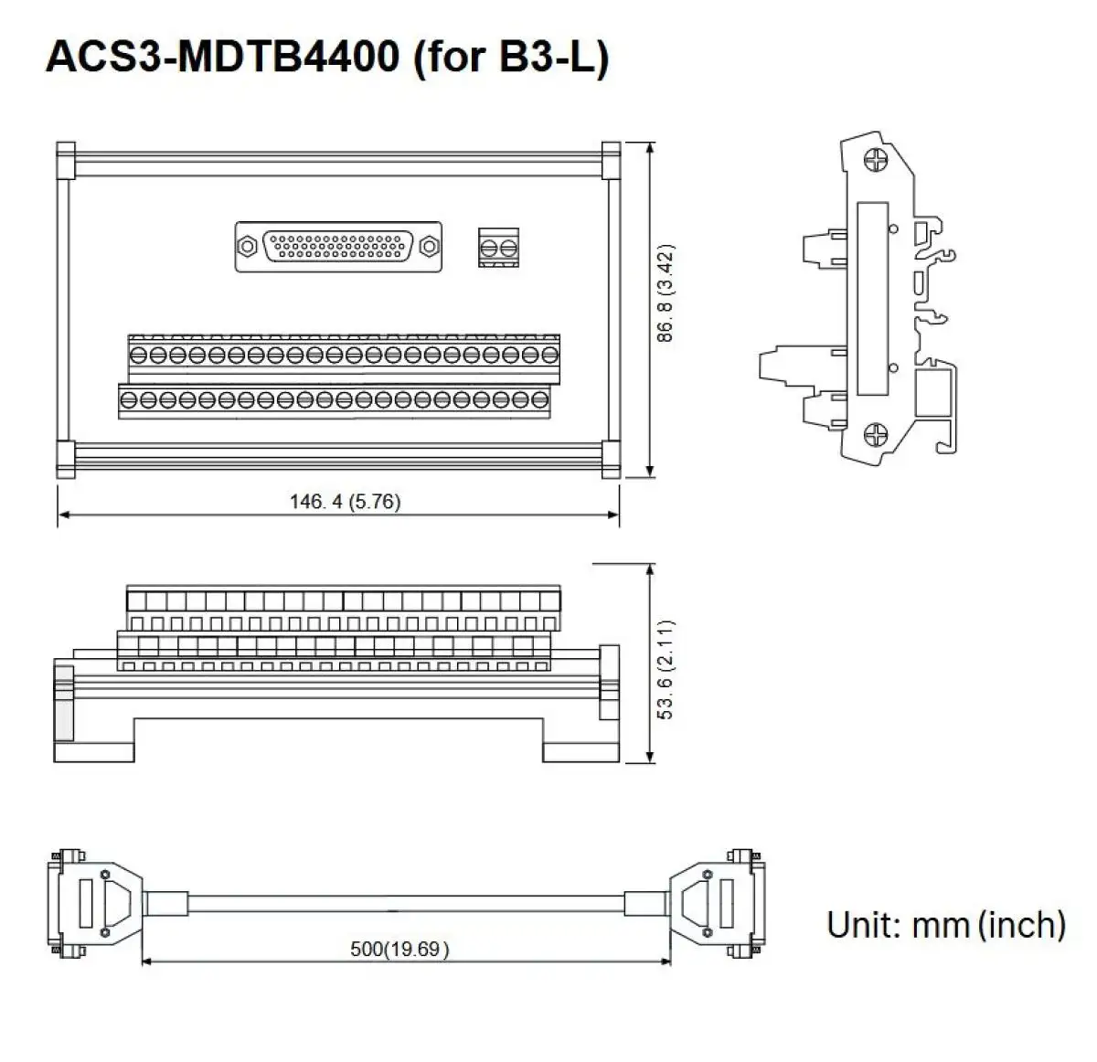 Connection adapter ACS3-MDTD2600 for Delta B3-E servo driver