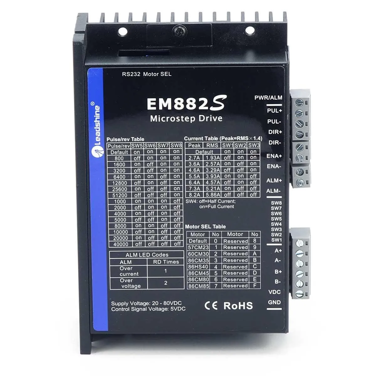 Stepper Motor Driver Leadshine EM882S Digital 20-80V 8.2A