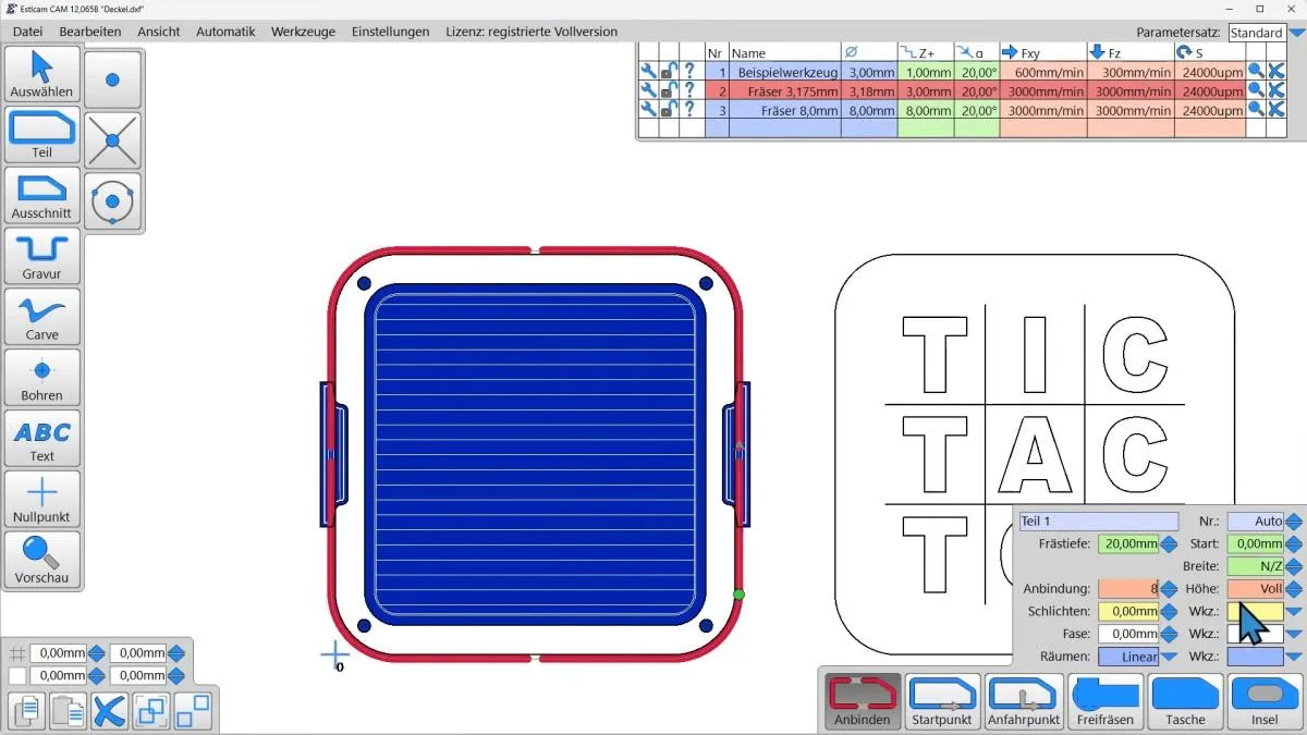 Estlcam 2D/3D CAM und CNC-Steuerung Softwarelizenz