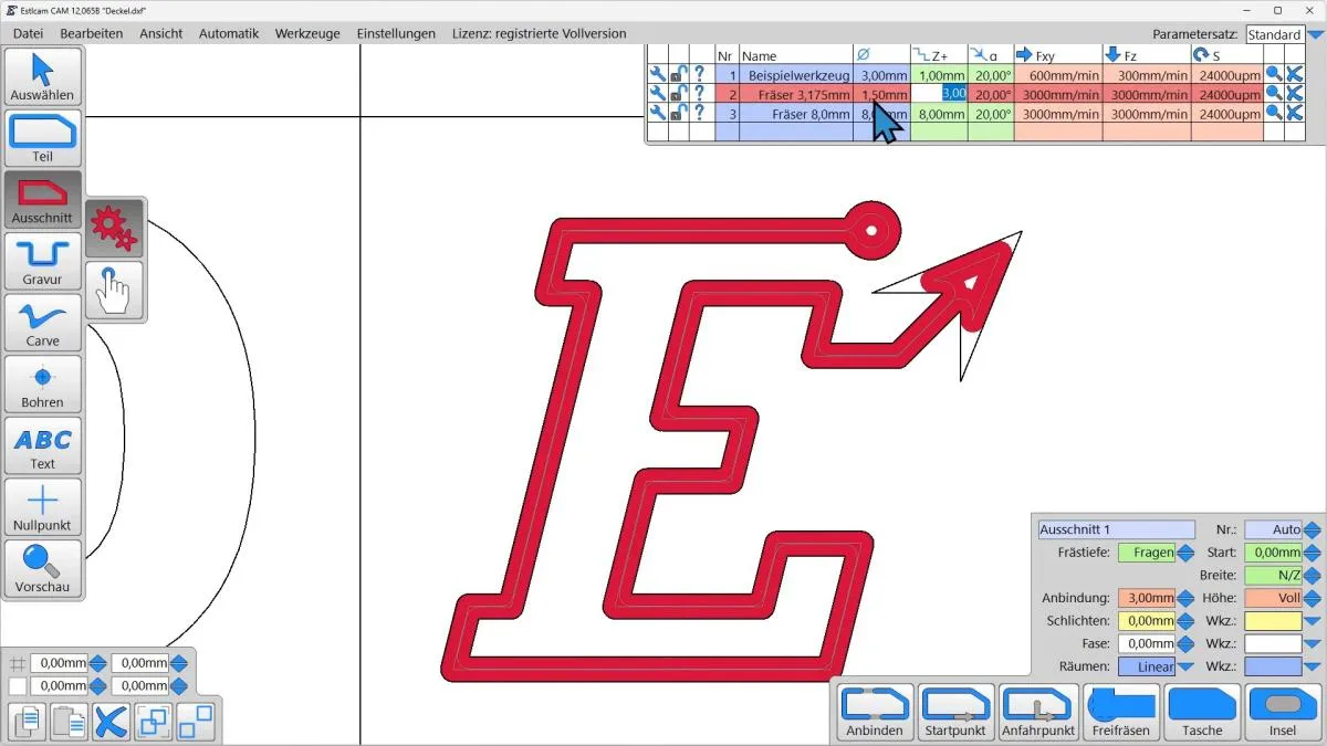 Estlcam 2D/3D CAM und CNC-Steuerung Softwarelizenz