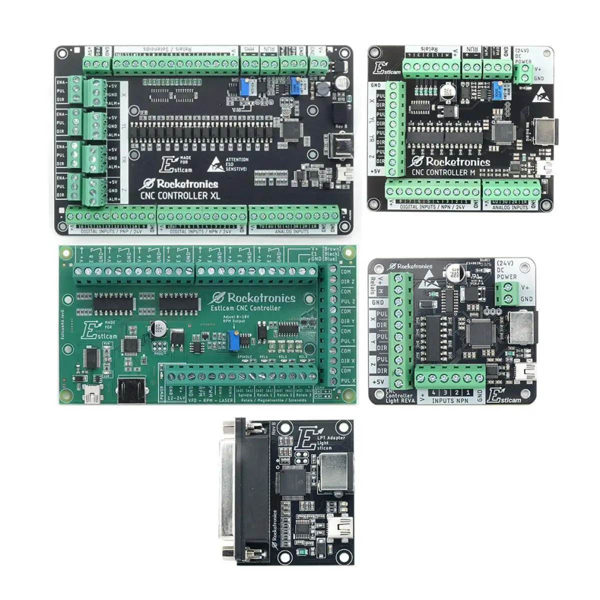 EstlCAM control with 3 stepper motors NEMA24 / 3,3Nm, 3 stepper motor drivers DM556EU and 48V power supply unit