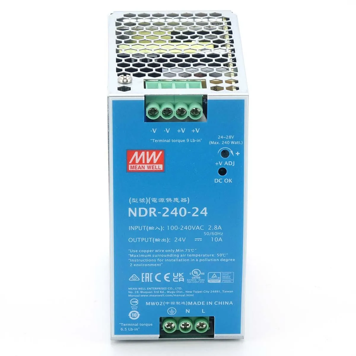 DIN rail power supply 24V 10A Meanwell NDR-240-24