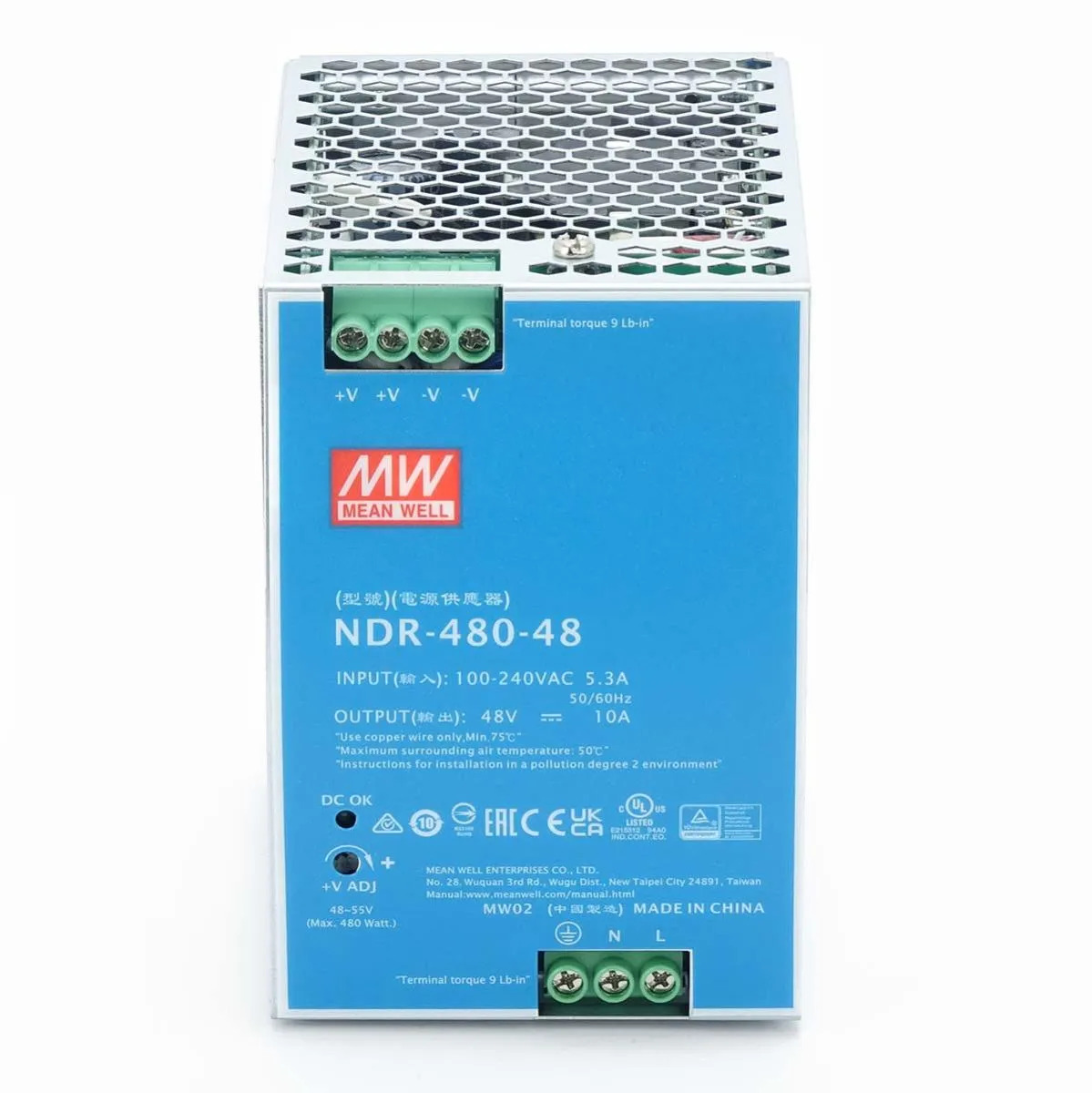 DIN rail power supply 48V 10A Meanwell NDR-480-48