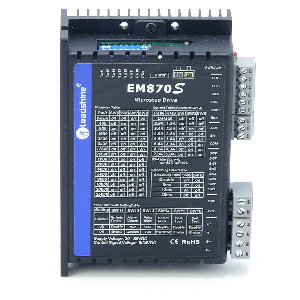 Stepper Motor Driver Leadshine EM870S Digital 20-80V 7.0A