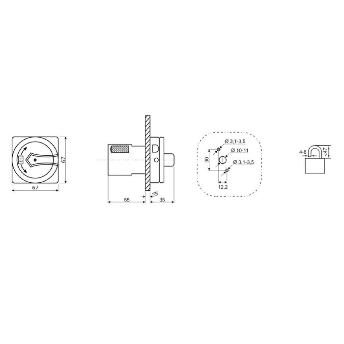 ARLI Main Switch 16A 4-Pole for Front Panel Mounting