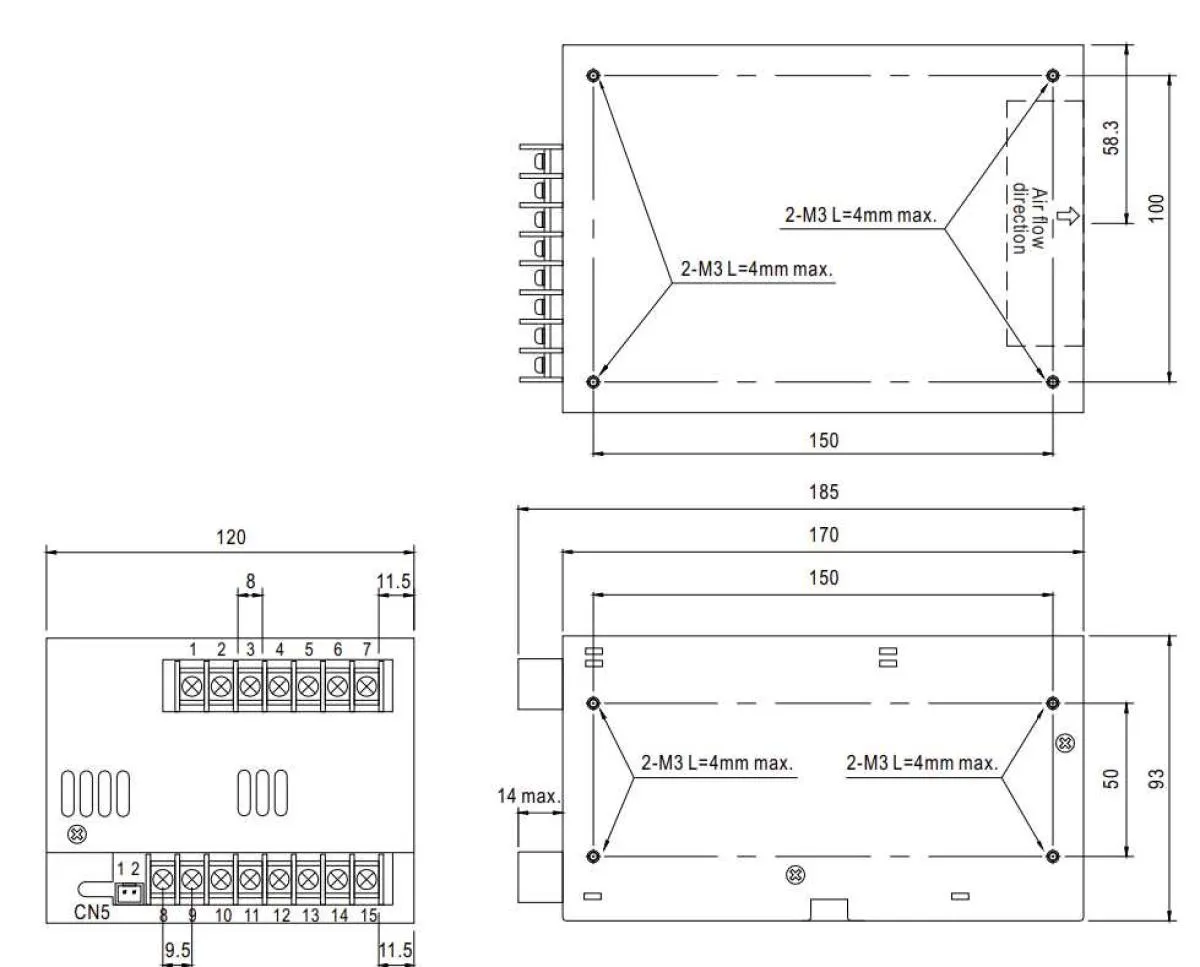Switching power supply 48V 12,5A 600W Meanwell PSP-600-48