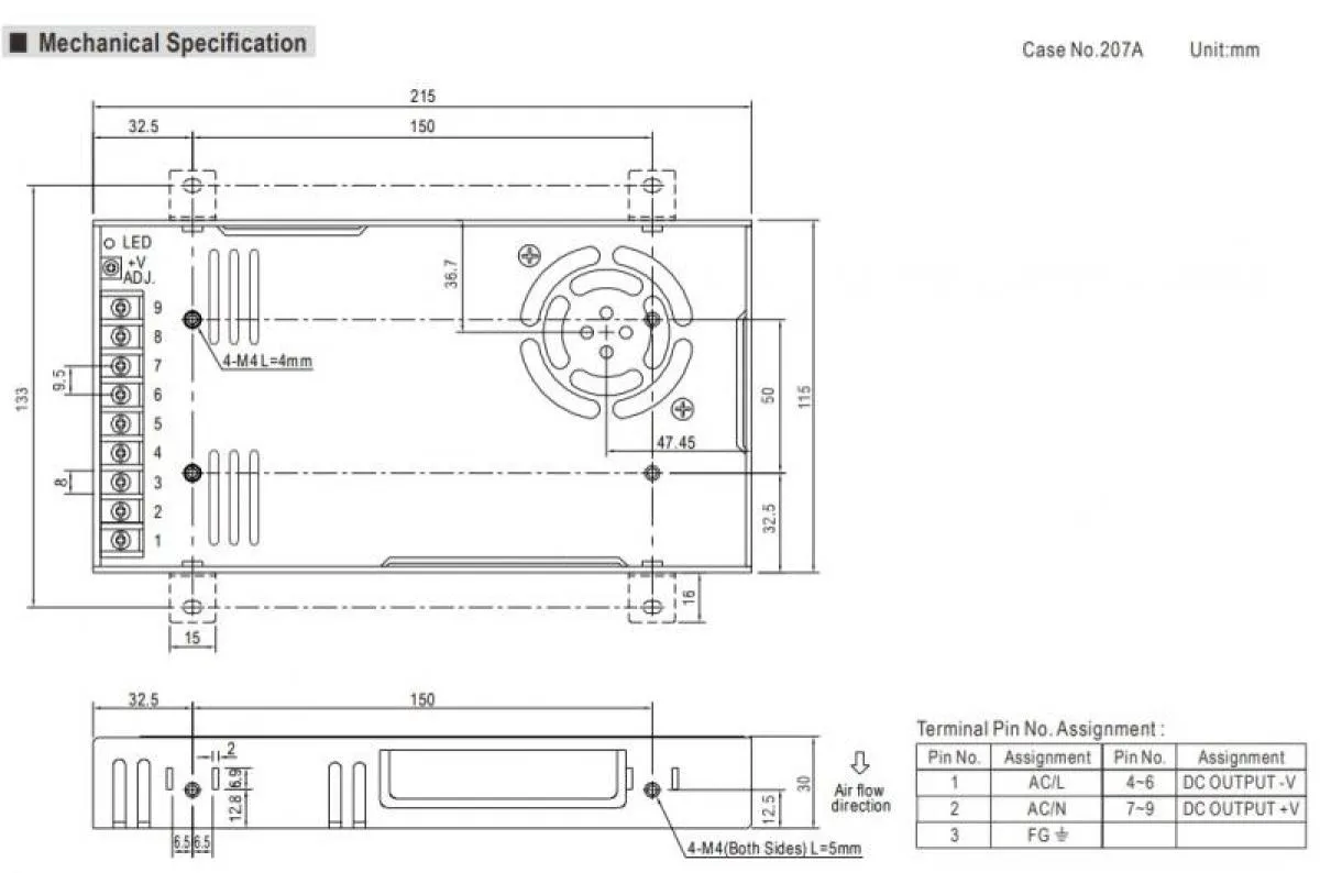 Switching power supply 48V 6,7A 320W Meanwell RSP-320-48