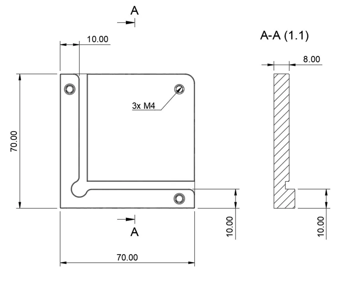 CNC touch plate edge finder 70x70mm