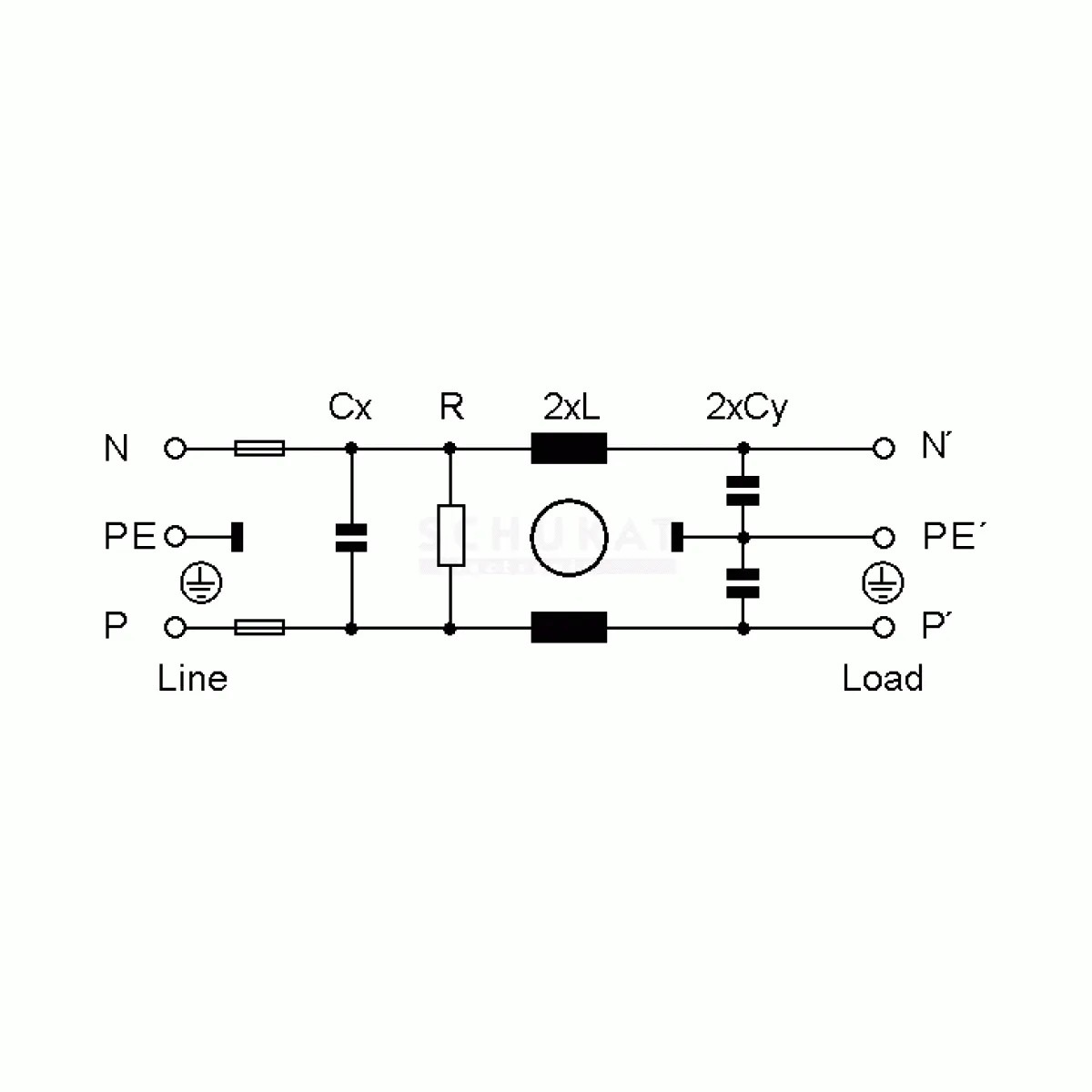 Netzfilter FN9260-10-06 mit Kaltgerätestecker und Sicherung 10A