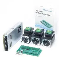 EstlCAM terminal adapter with 3x JMC closed loop motors NEMA23 / 2Nm and 36V power supply unit