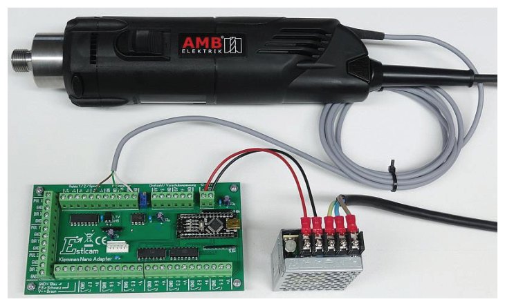 AMB-Fräsmotor am Klemmenadapter