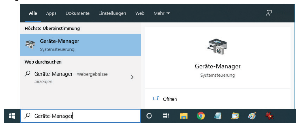 Geräte-Manager über die Windows-Suche öffnen
