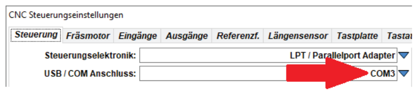 Den in Estlcam eingetragenen COM-Anschluss ablesen