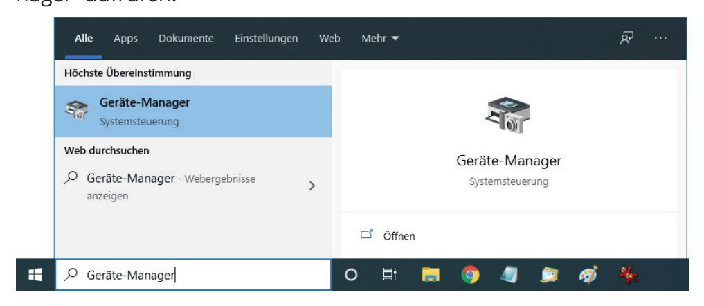 Geräte-Manager über die Windows-Suche öffnen